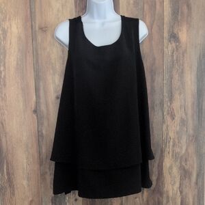DG2 by Diane Gilman Black Layered Tank Top 2X              -c141